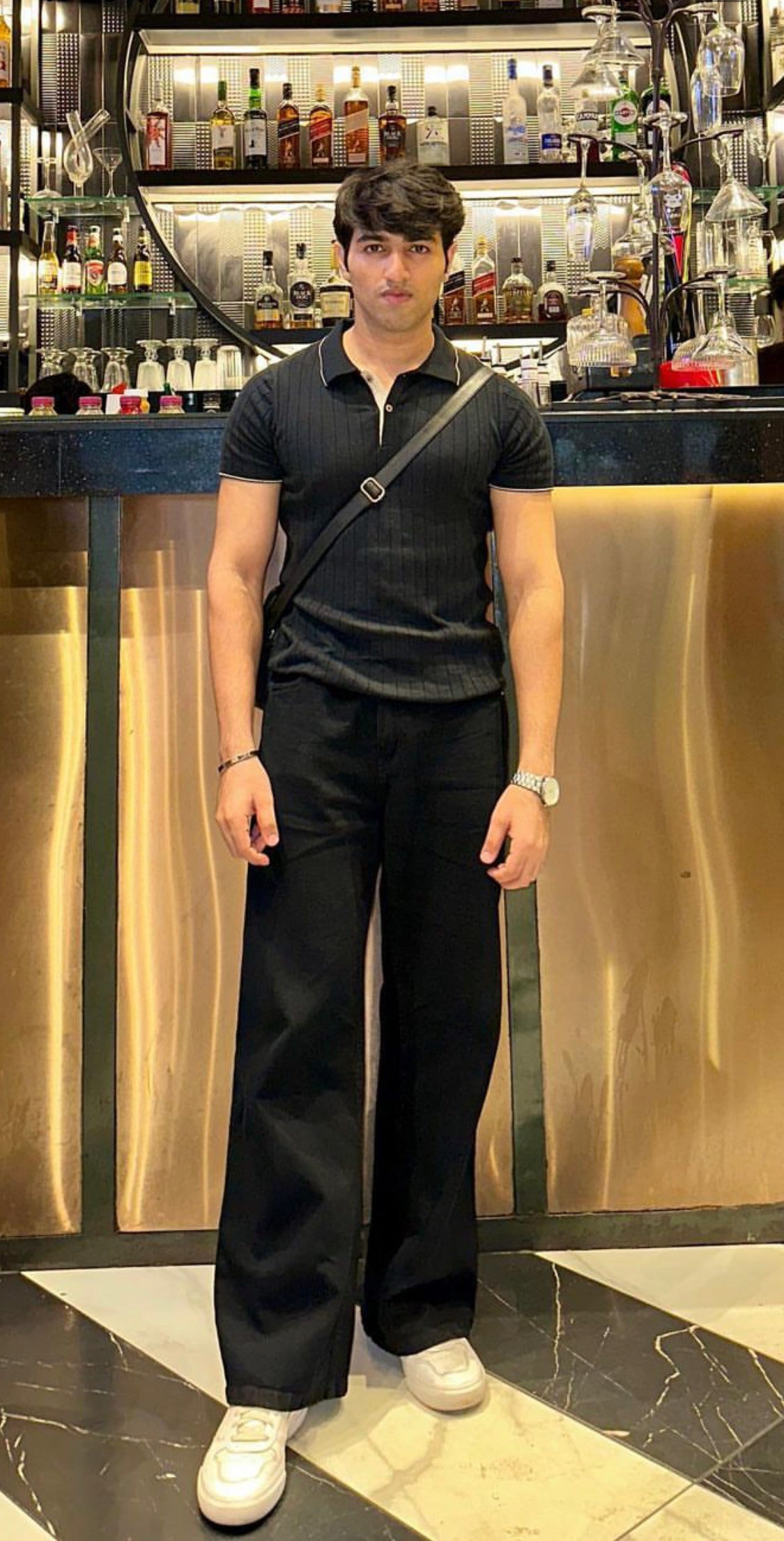 601 Rib Knit Polo I Black