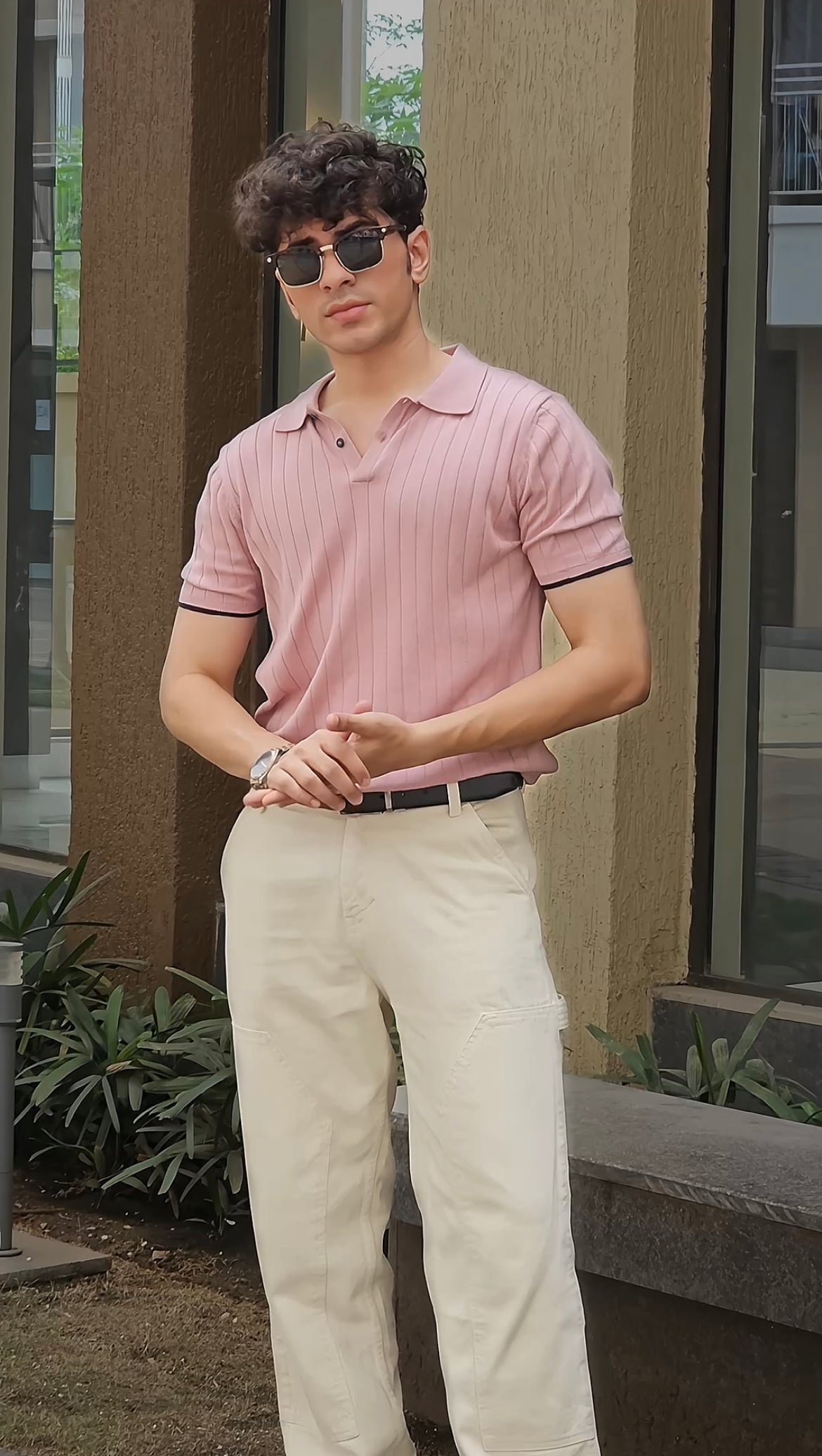 Rib Stripe Knit Polo I 601 Lavendar – ARMISTO