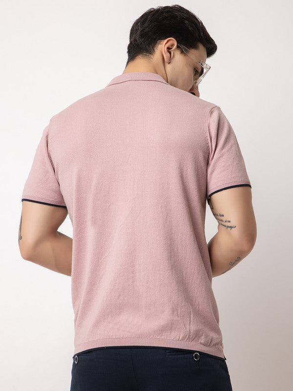 607 Cable Knit Polo T-shirt I Lavendar