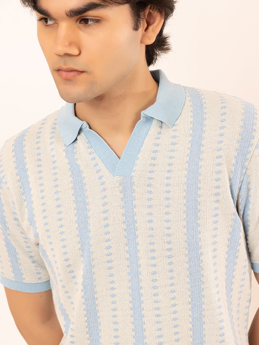 512 Striped Crochet Resort T-shirt I Sky