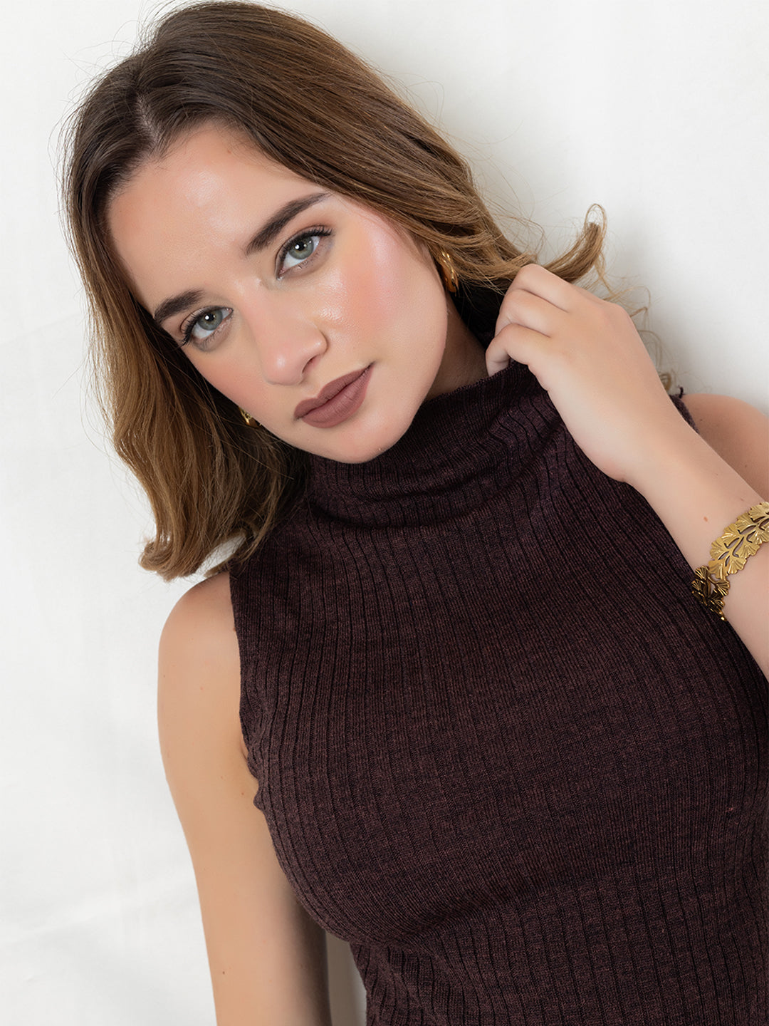 2-PC Winter Knit Co-Ord Set I Smoked Burgundy I Top + Bottom