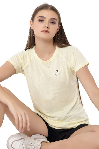 130 Camo Textured Dri-Fit Sports T-shirt I Lemon Yellow