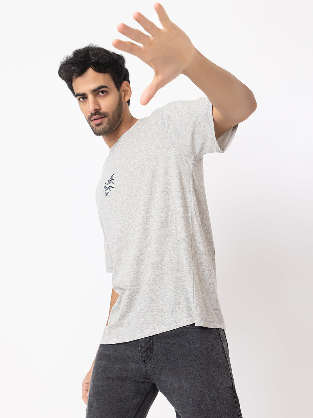129 Oversized Fit Pure Cotton T-shirt I Grey