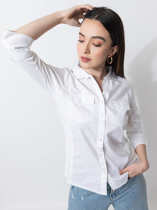 702 Women's Linen Smart Formal Shirt I Quarter Sleeves