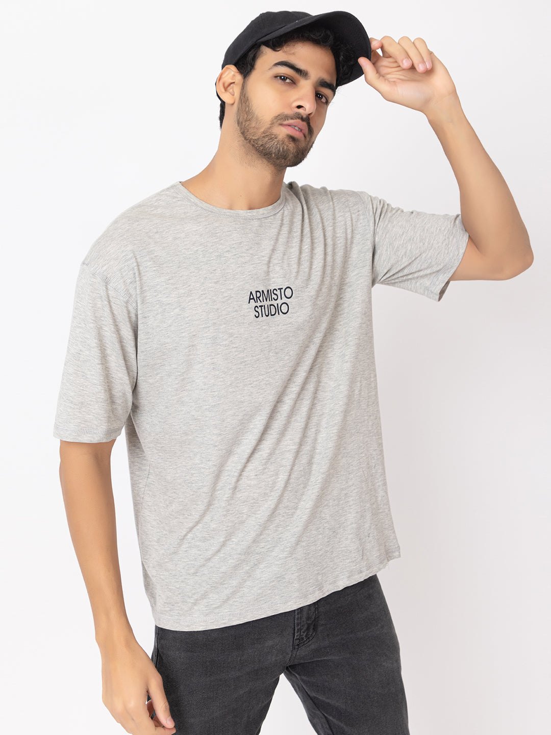 129 Oversized Fit Pure Cotton T-shirt I Grey