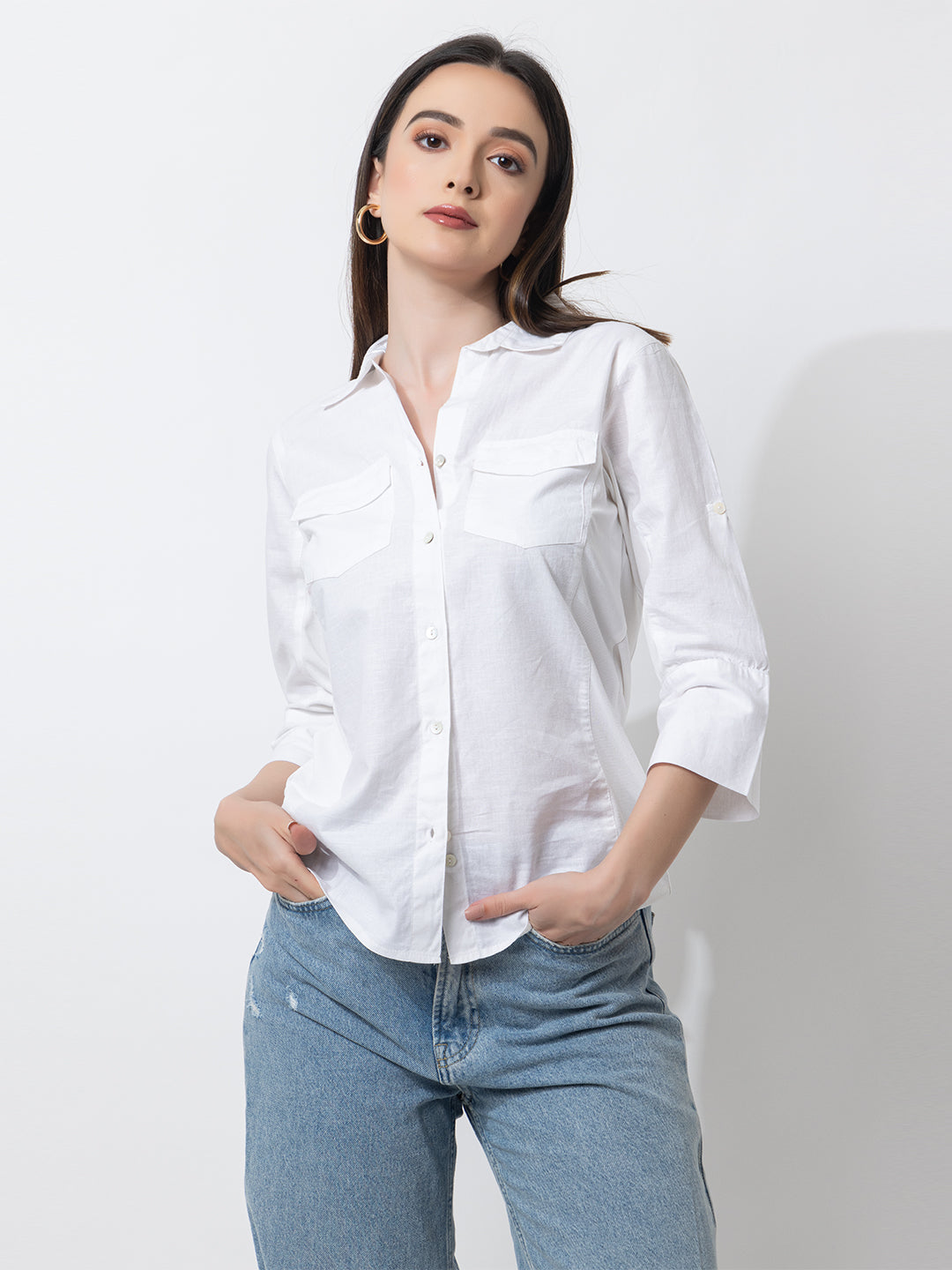 702 Women's Linen Smart Formal Shirt I Quarter Sleeves