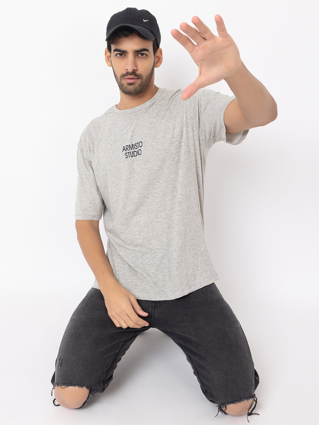 129 Oversized Fit Pure Cotton T-shirt I Grey