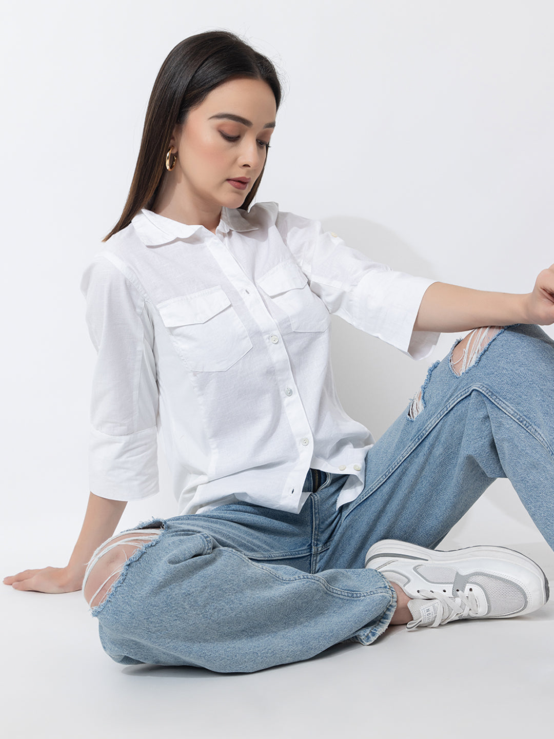 702 Women's Linen Smart Formal Shirt I Quarter Sleeves