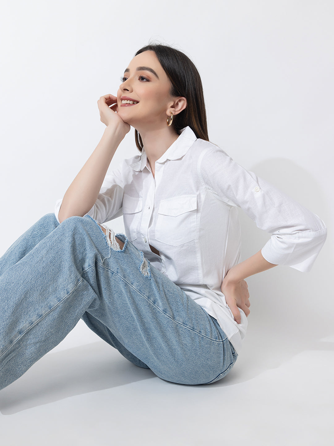 702 Women's Linen Smart Formal Shirt I Quarter Sleeves