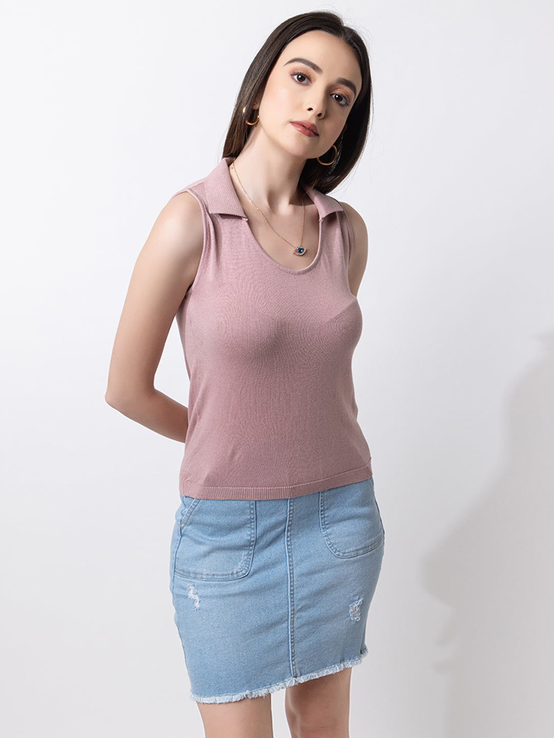 803 Pure Cotton Knit Top I Lavendar