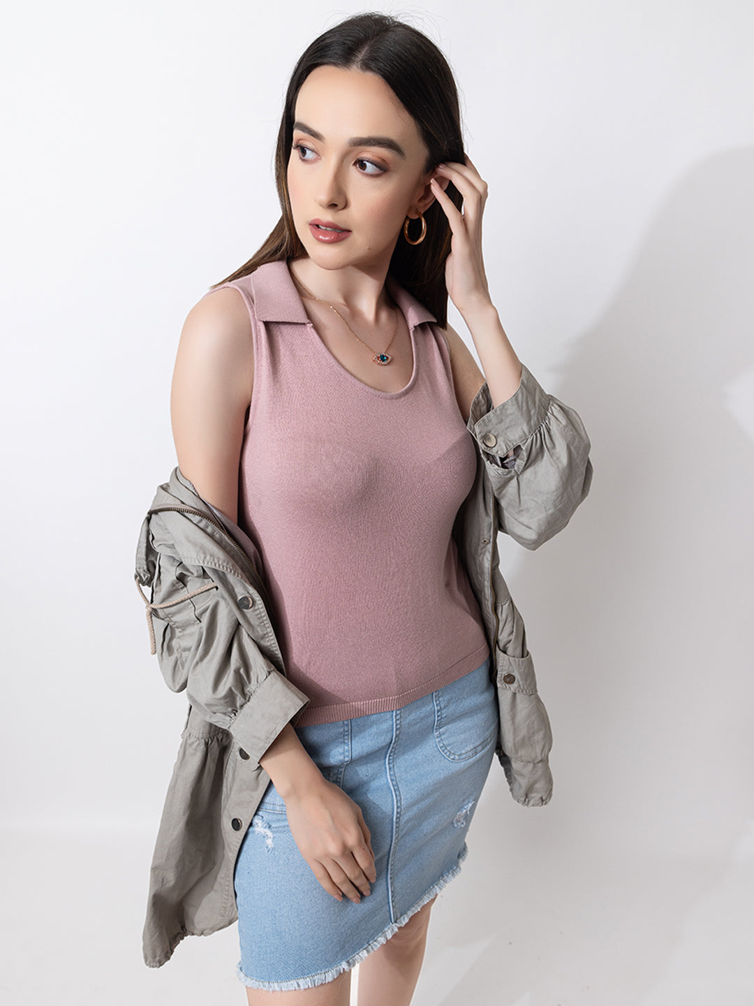 803 Pure Cotton Knit Top I Lavendar