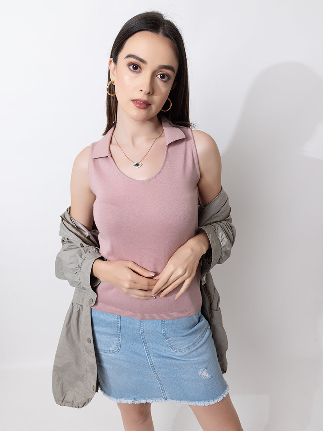 803 Pure Cotton Knit Top I Lavendar