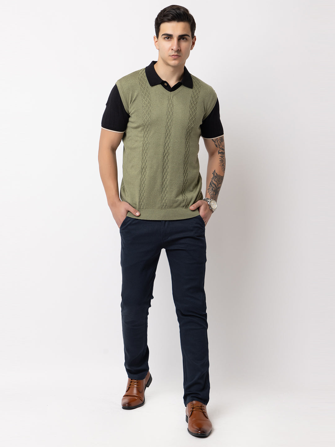 238 Cable Pullover I Wool I Woolmark Certified I Olive