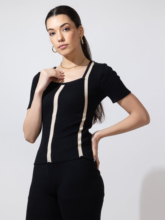 805 Knit Party Top I Black