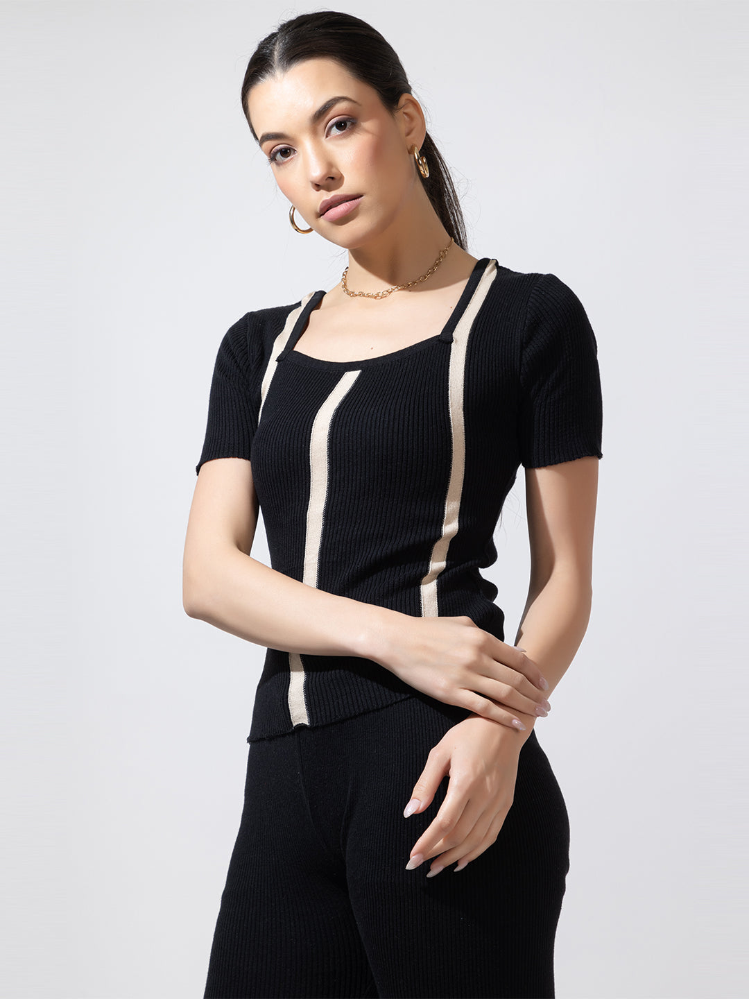 805 Knit Co-Ord Set I Black I Top + Bottom