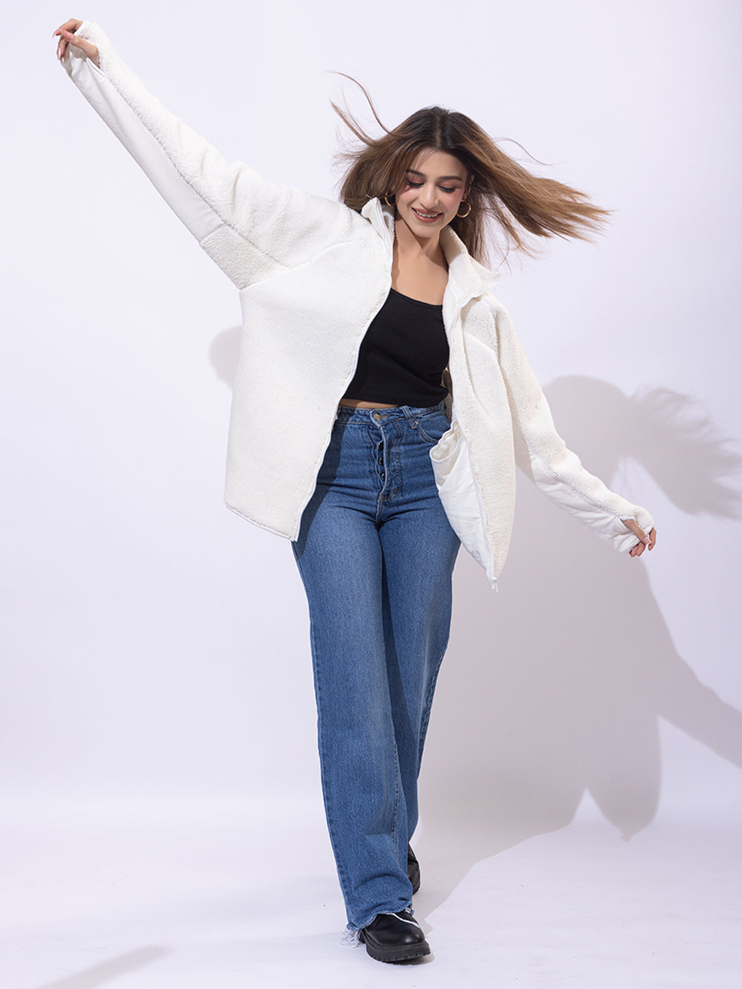 913 Sherpa Teddy Jacket I Snow White