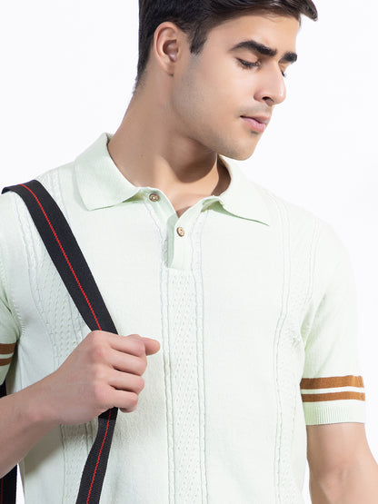 602 Textured Knit Polo I Mint Green