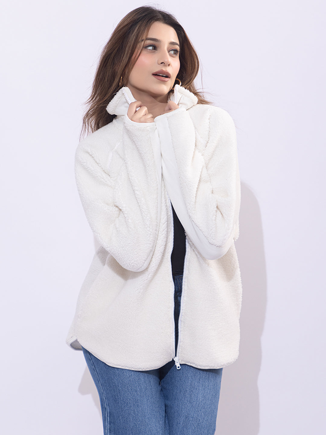 913 Sherpa Teddy Jacket I Snow White