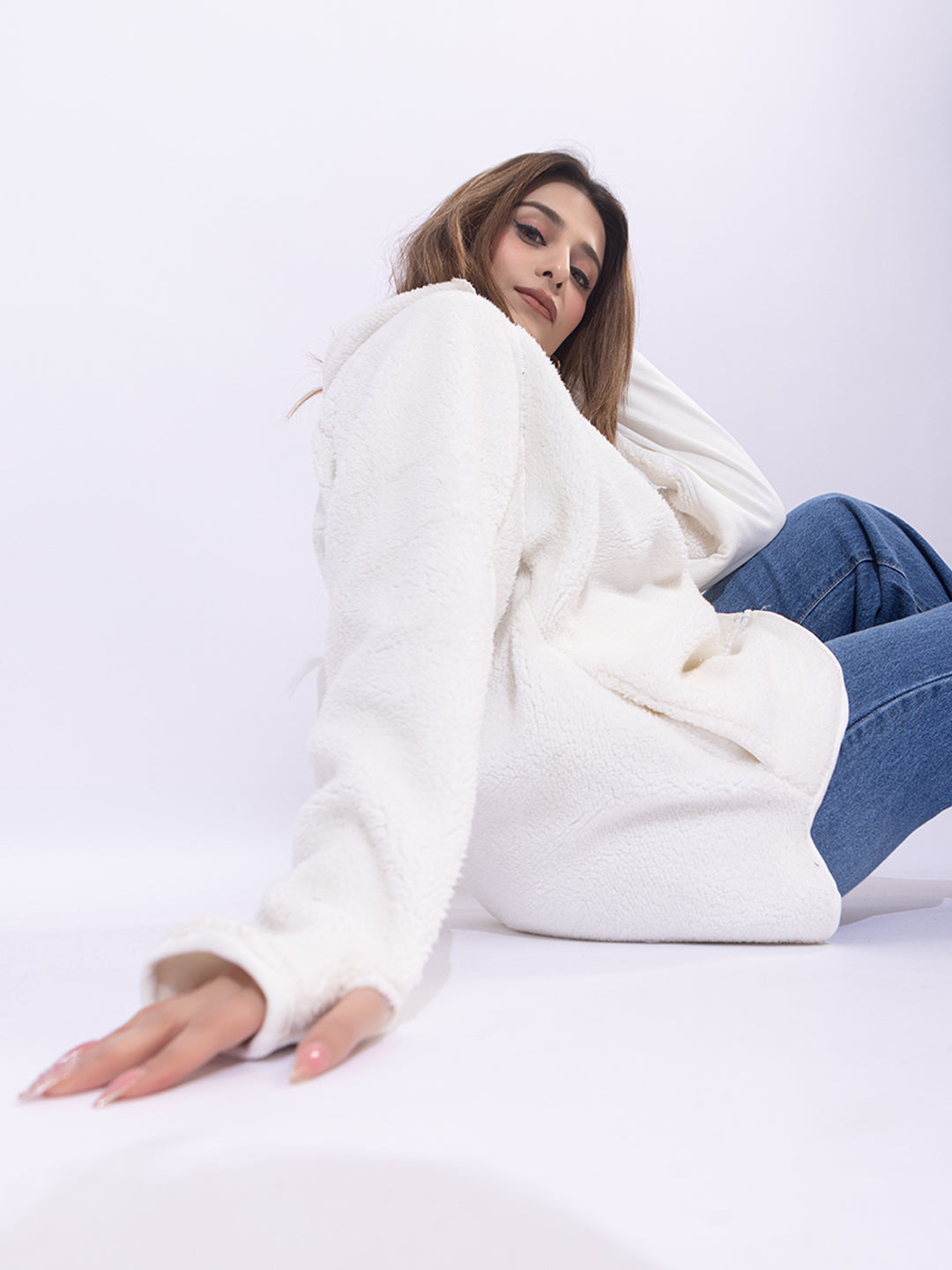 913 Sherpa Teddy Jacket I Snow White
