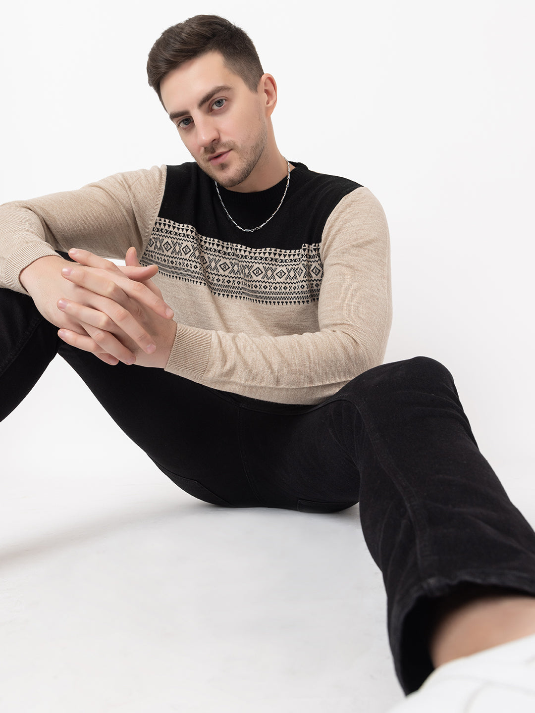 239 Nordic Intarsia Pullover I Wool I Woolmark Certified I Oatmeal