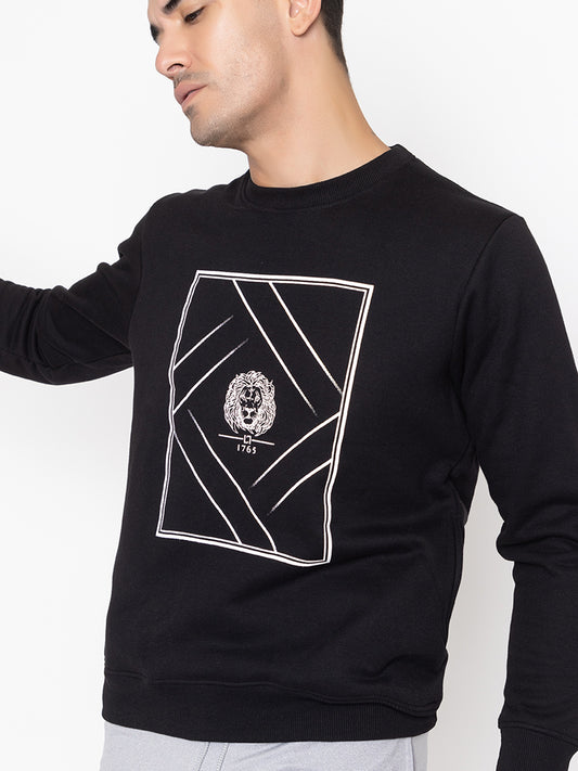 1002 Oversized Quilted Fleece Sweatshirt I Black