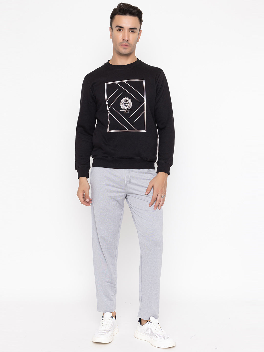1002 Oversized Quilted Fleece Sweatshirt I Black