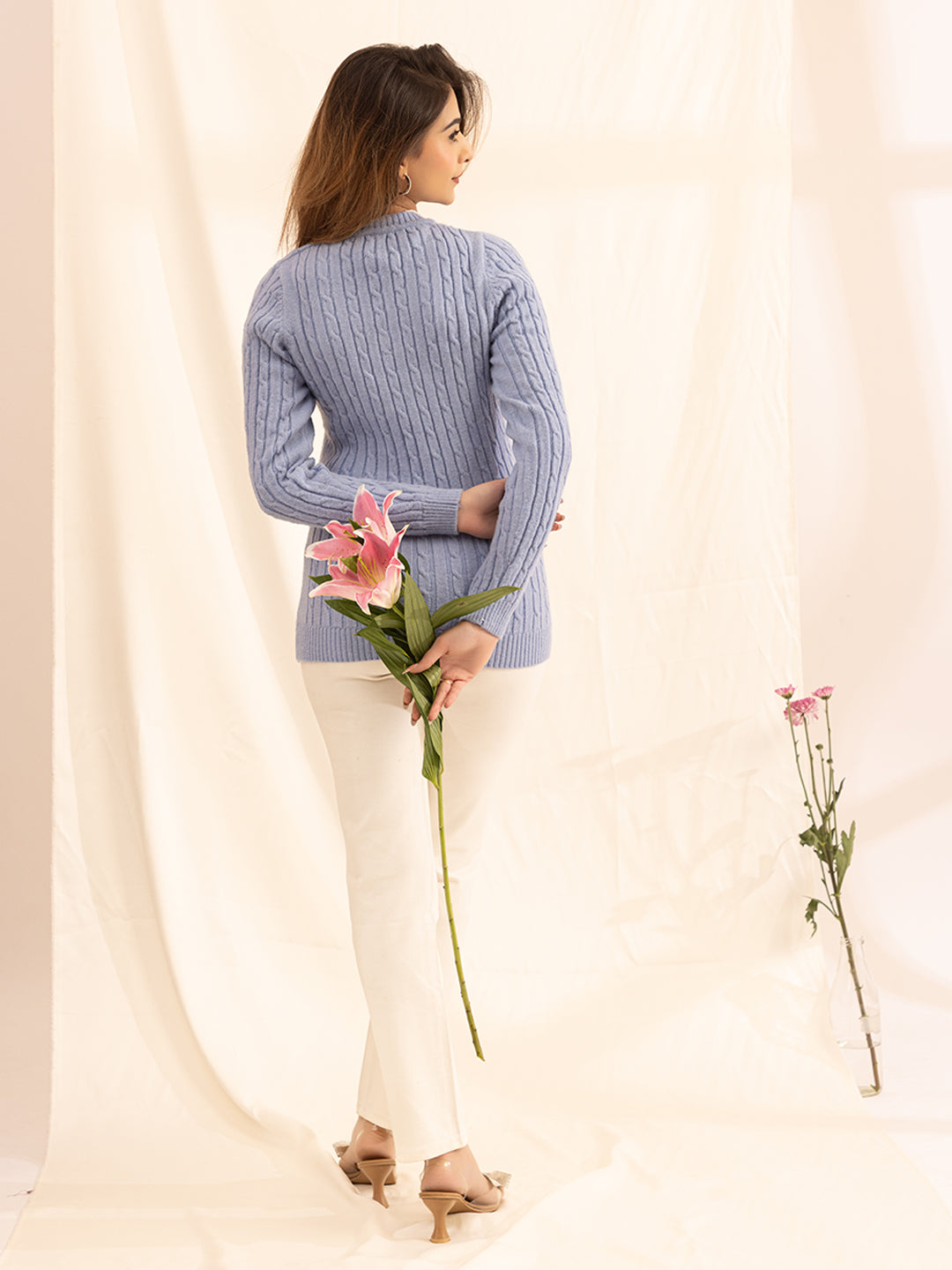 338 Chunky Cable Pullover I Sky