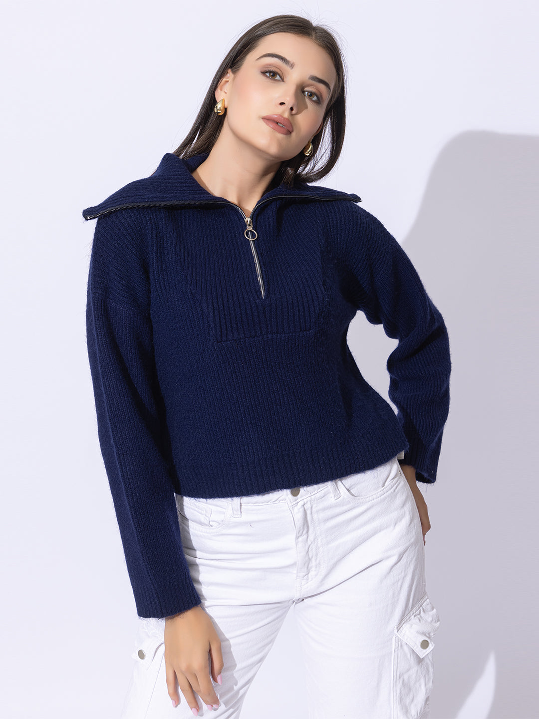 333 Half Zip Chunky Rib Knit Pullover