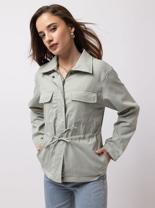 914 Utility Shacket I Mint Green