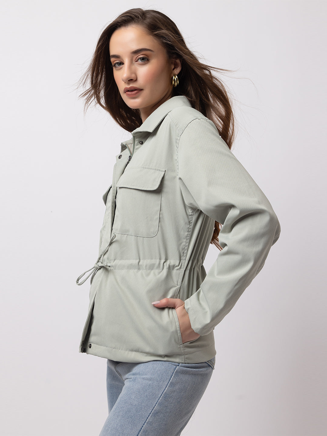 914 Utility Shacket I Mint Green
