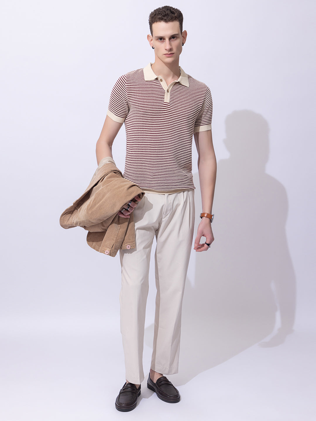 618 Textured Two-Tone Knit Polo I Wine