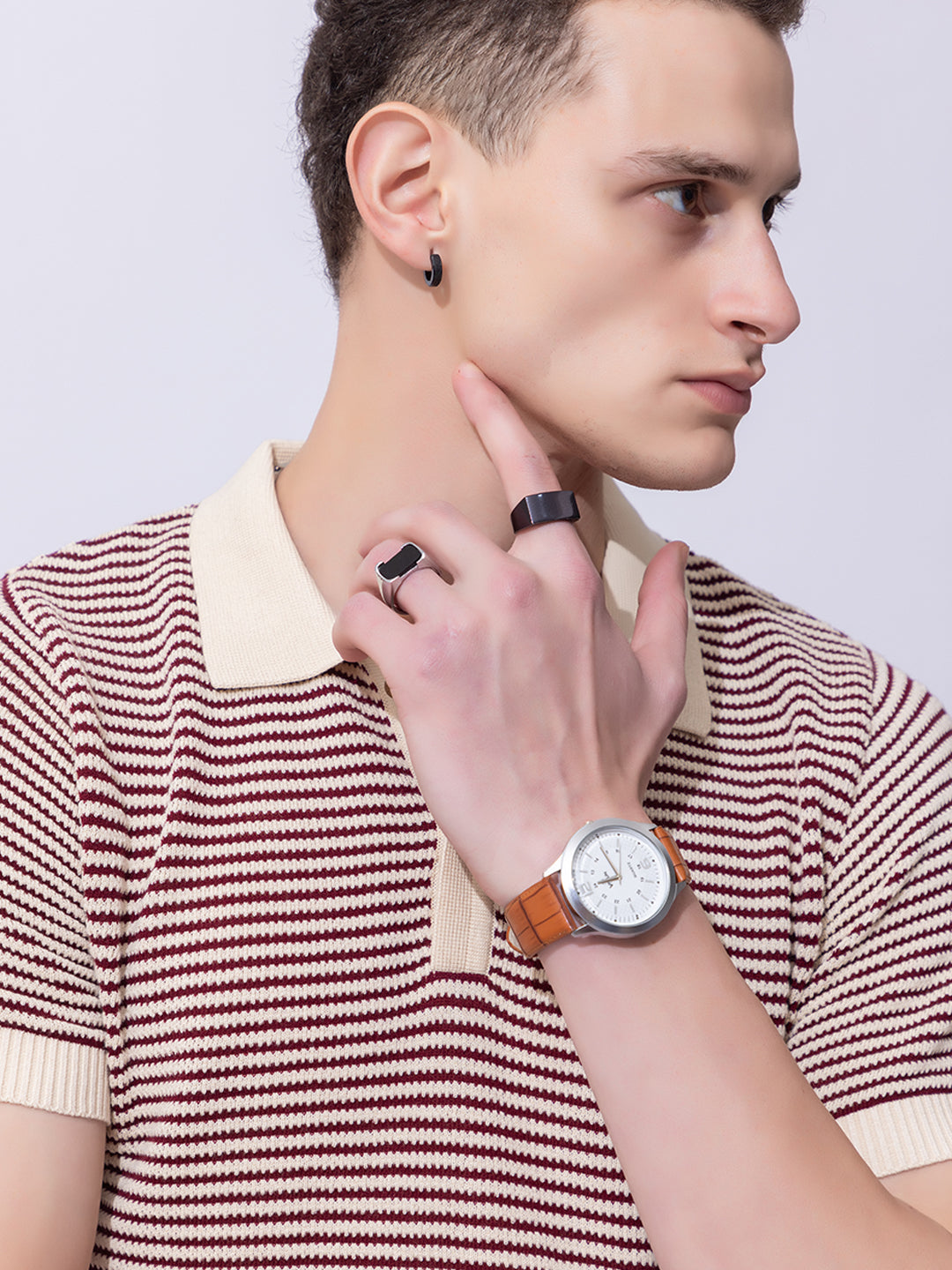 618 Textured Two-Tone Knit Polo I Wine