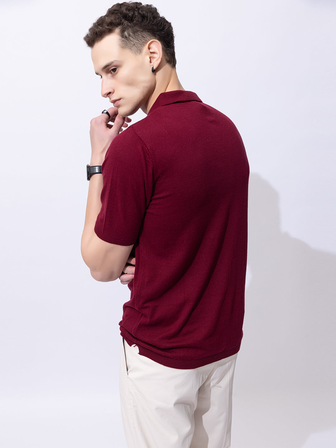 603 Argyle Knit Polo I Wine