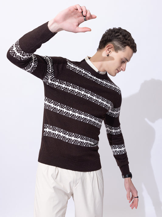 247 Nordic Intarsia Pullover I Fuzzy Chocolate