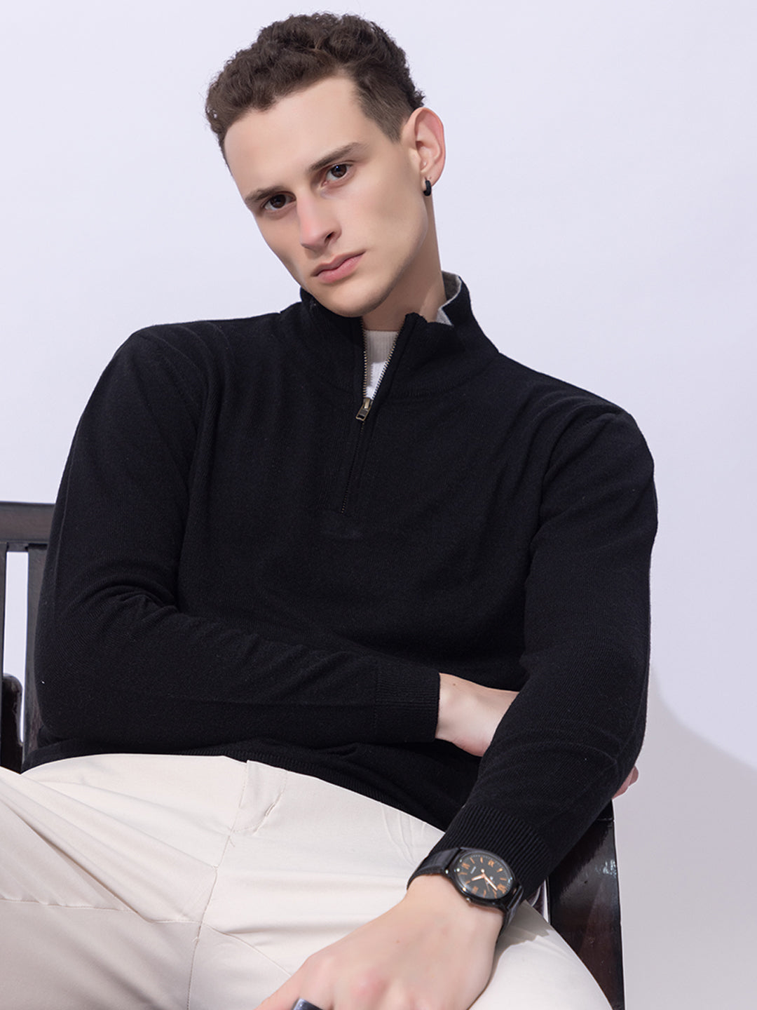 223 Half Zip Pullover I Wool I Woolmark Certified I Black