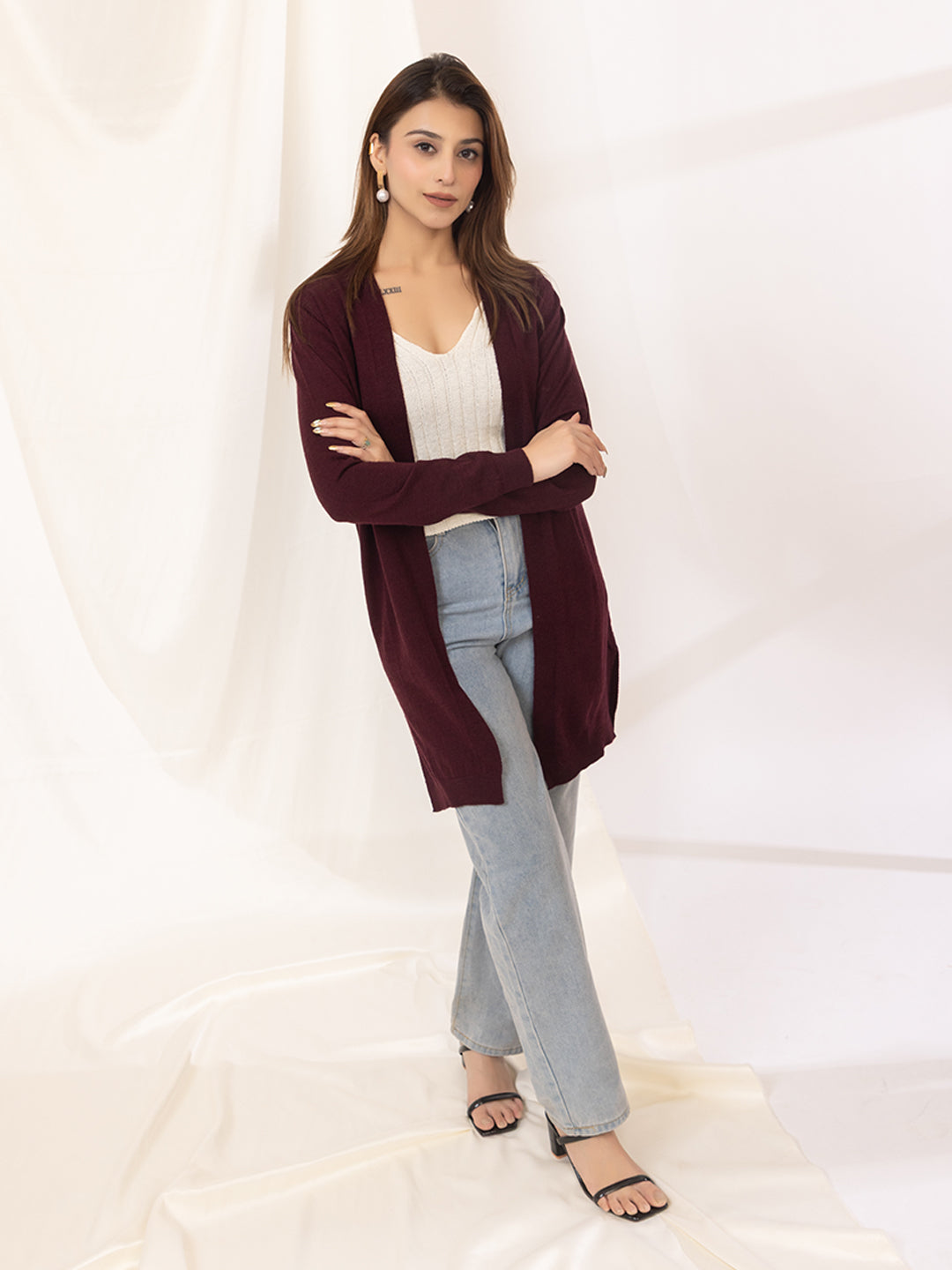 017 Woollen Shrug I Burgundy Wine