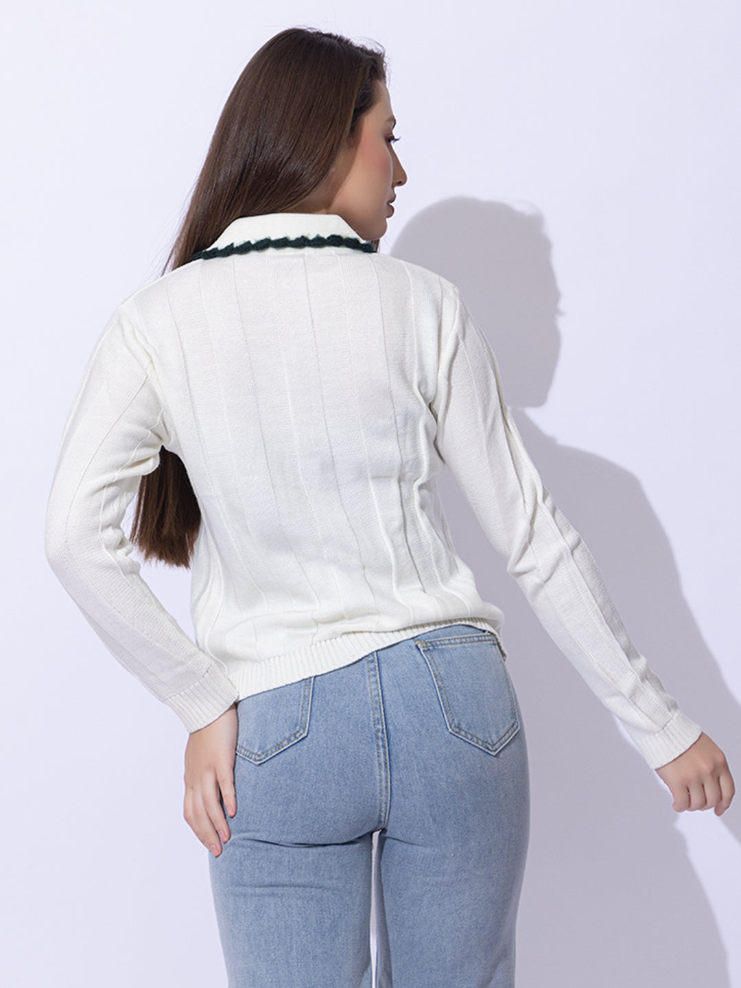 336 Crochet Hand Embroidered Cardigan I White