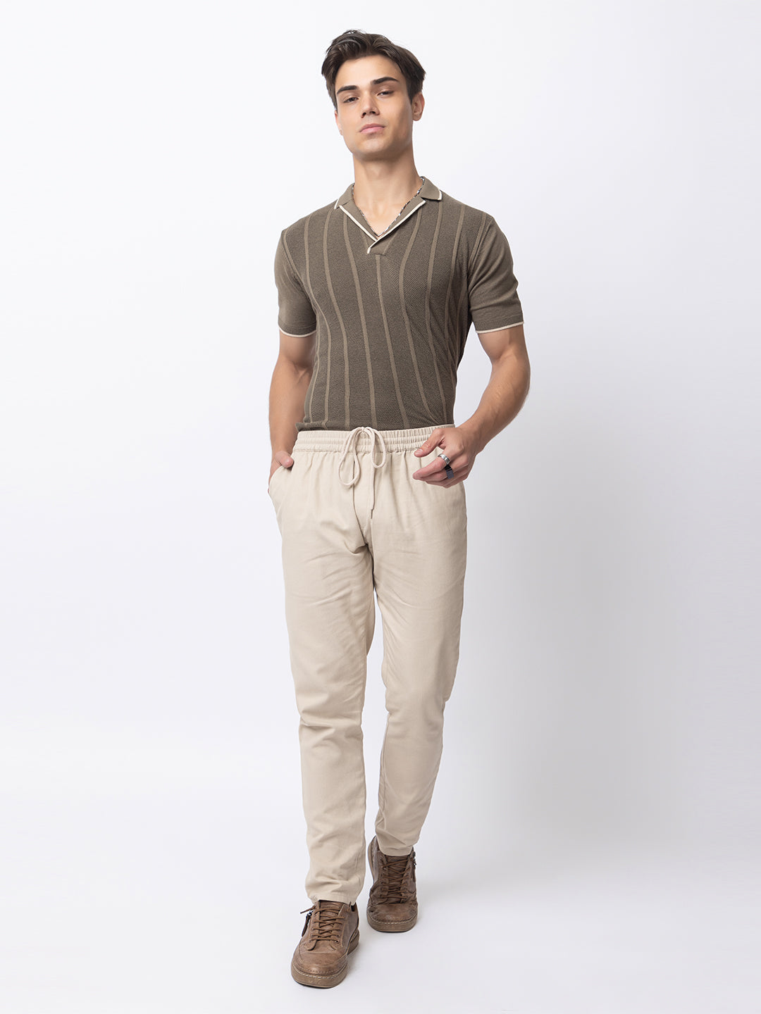 613 Textured Knit Cuban Polo I Basil Olive