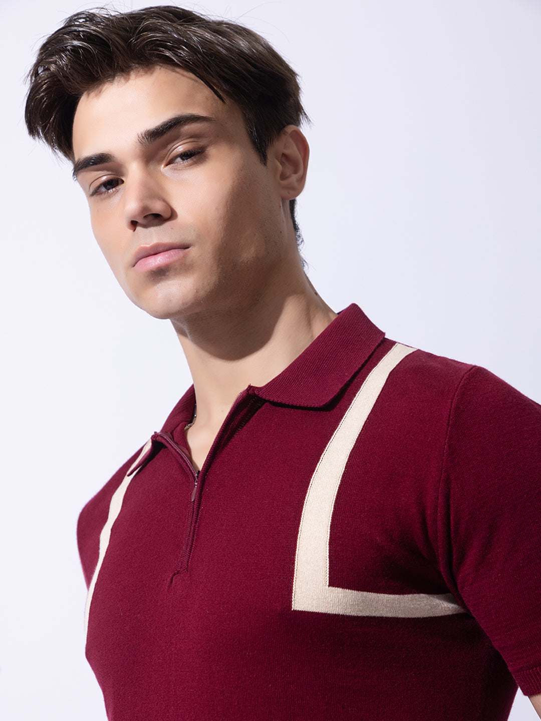 614 Half Zip Knit Polo I Wine