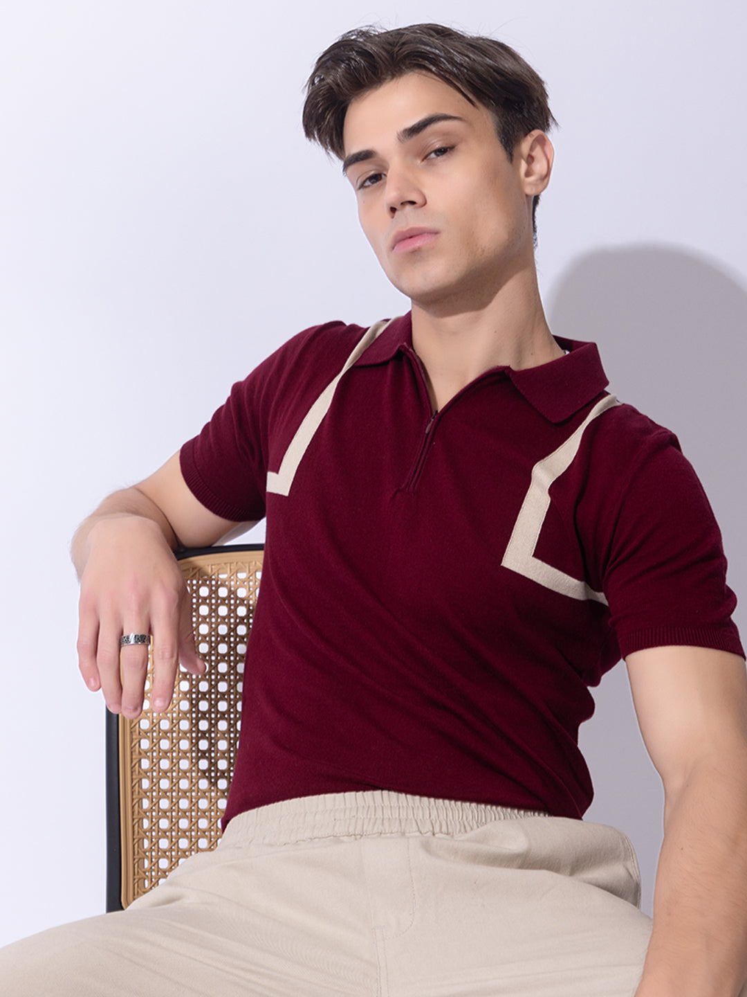 614 Half Zip Knit Polo I Wine