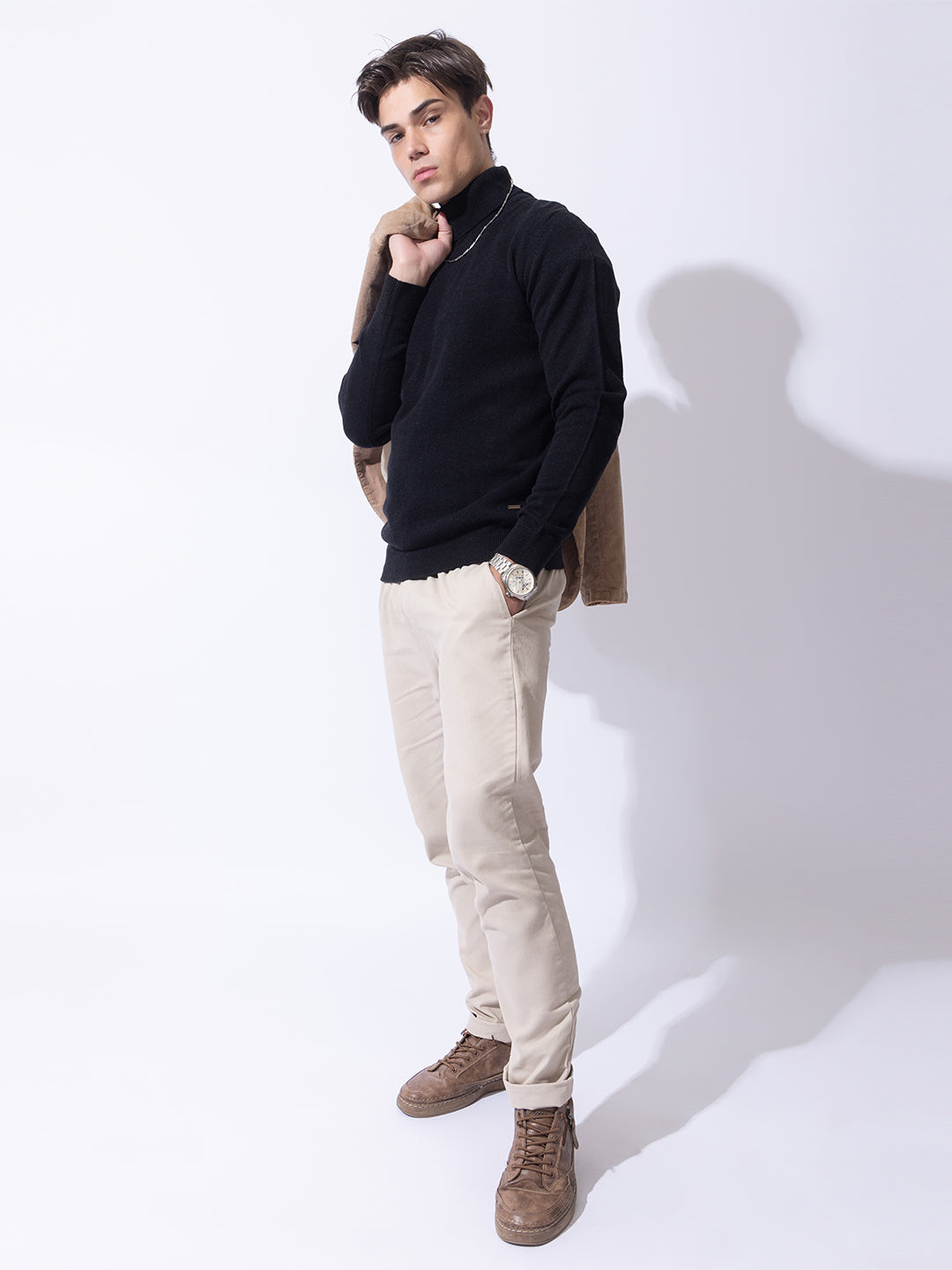 230 Turtle Neck Pullover I  Woolmark Certified I Black