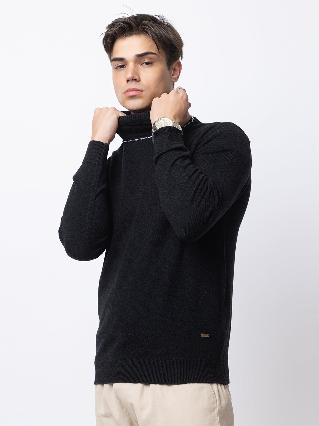 230 Turtle Neck Pullover I  Woolmark Certified I Black