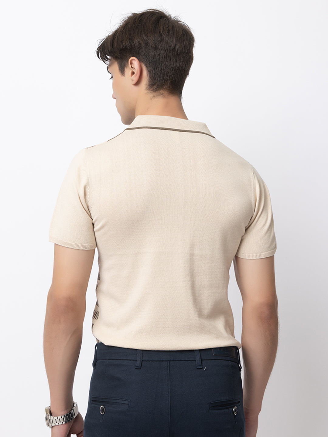 615 Striped Knit Polo I Olive Oat