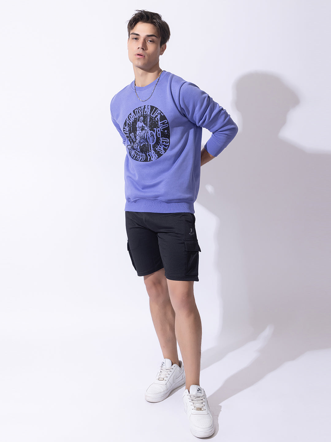 1001 Oversized Quilted Fleece Sweatshirt I 1001 Purple
