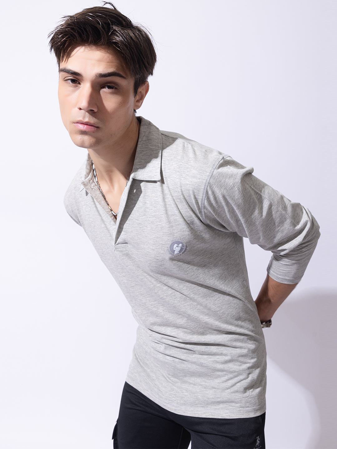127 Polo Dri-Fit Sports T-shirt I Grey I Long Sleeves Pure Cotton