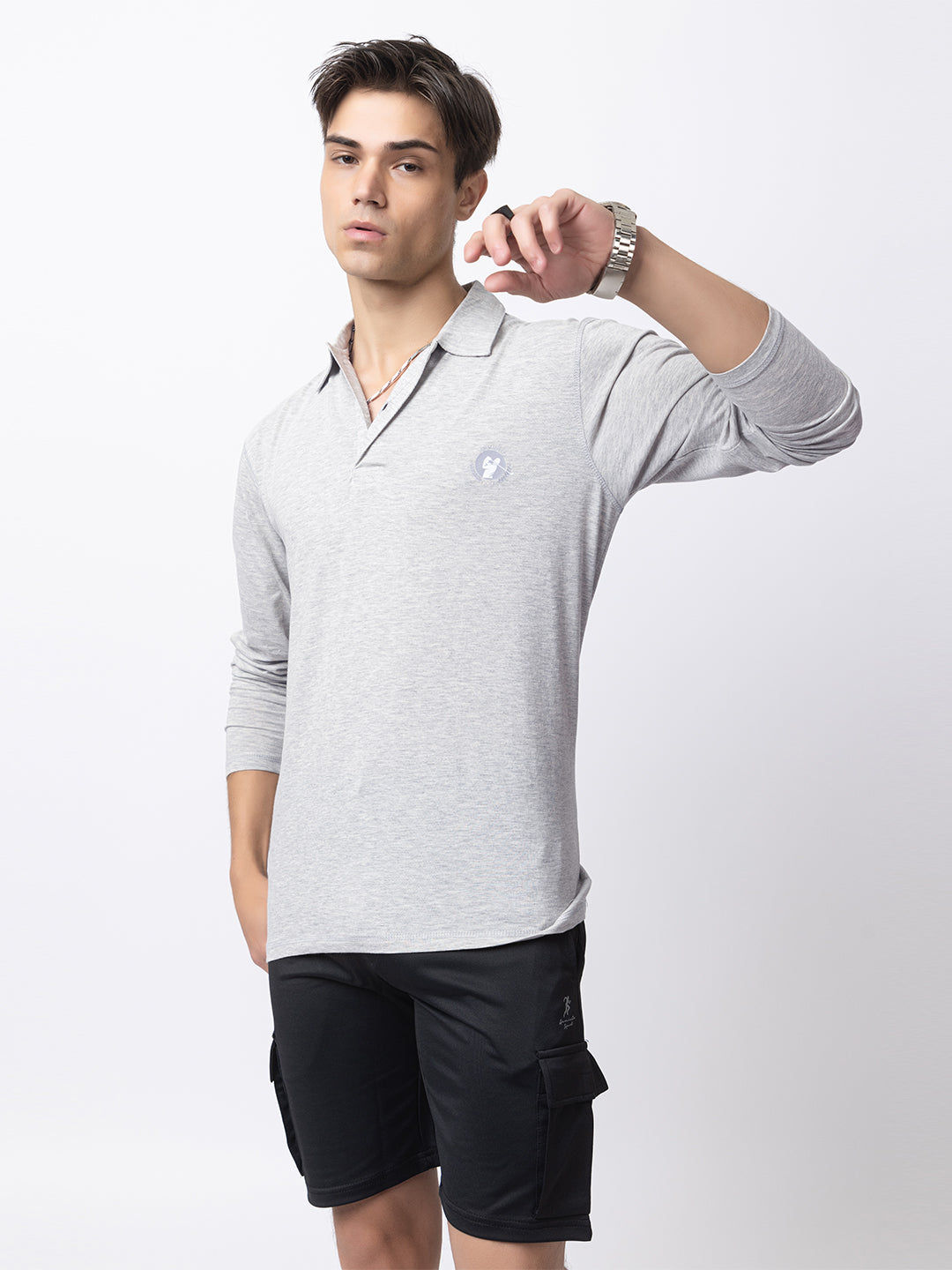 127 Polo Dri-Fit Sports T-shirt I Grey I Long Sleeves Pure Cotton
