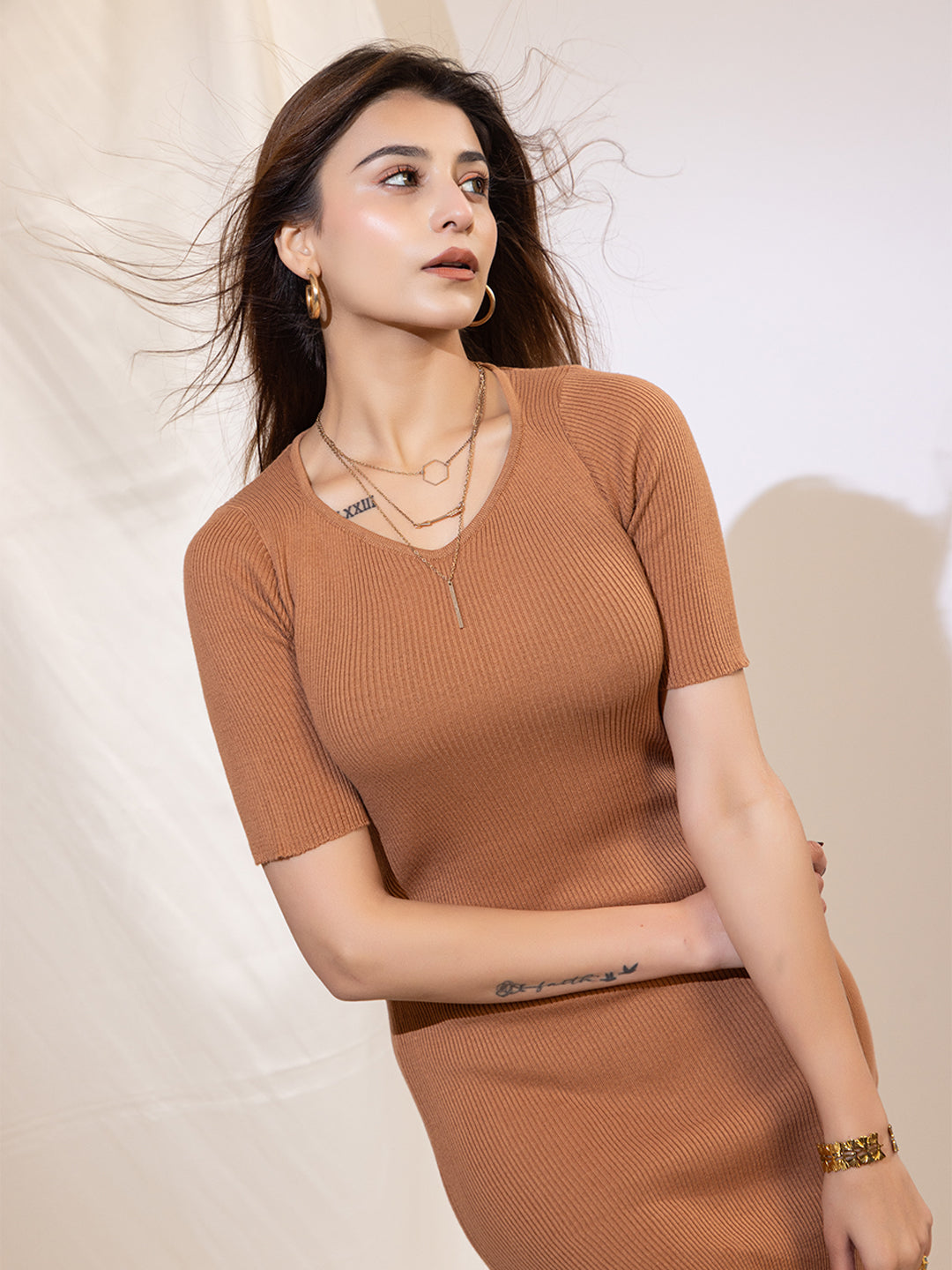 420 Maternity Side Slit Knit Midi Dress I Pure Cotton