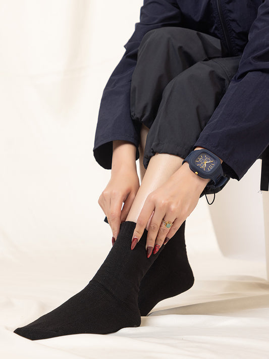 008 Womens Terry Cotton Socks I Black