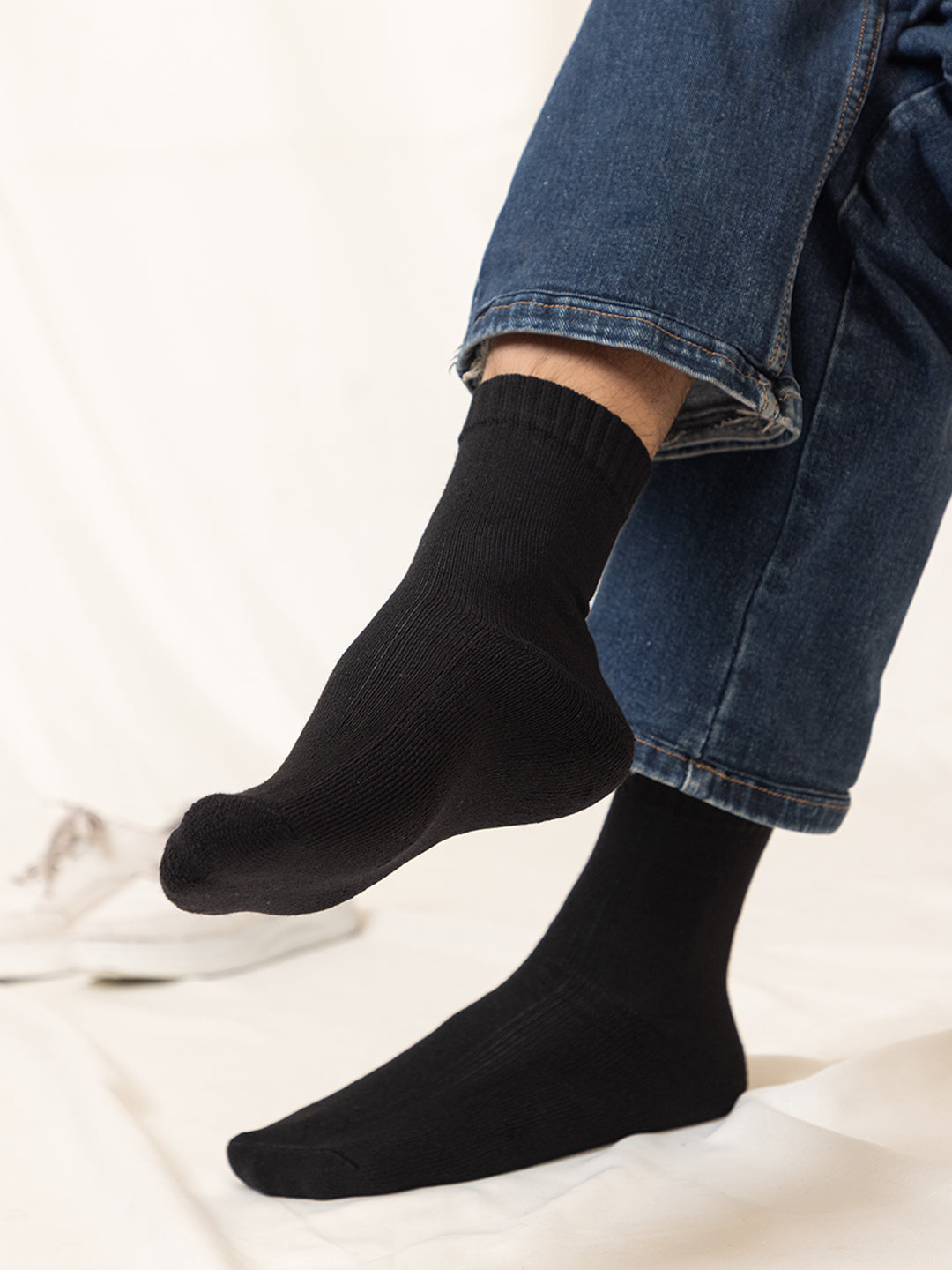 008 Mens Terry Cotton Socks I Black