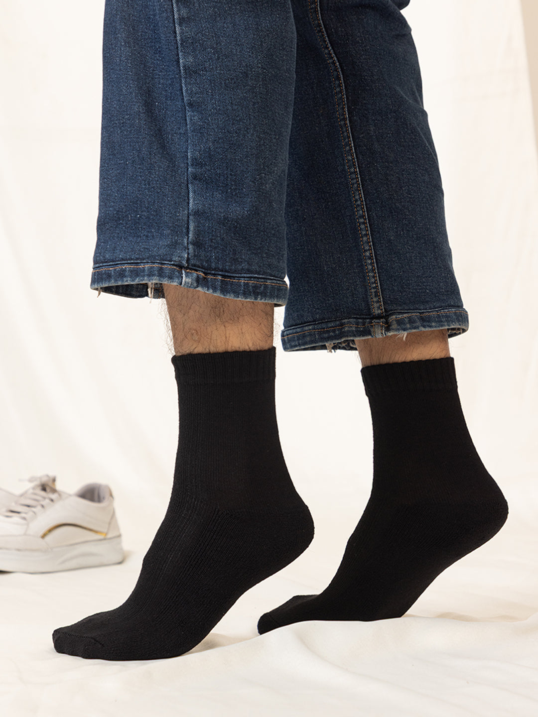 008 Mens Terry Cotton Socks I Black